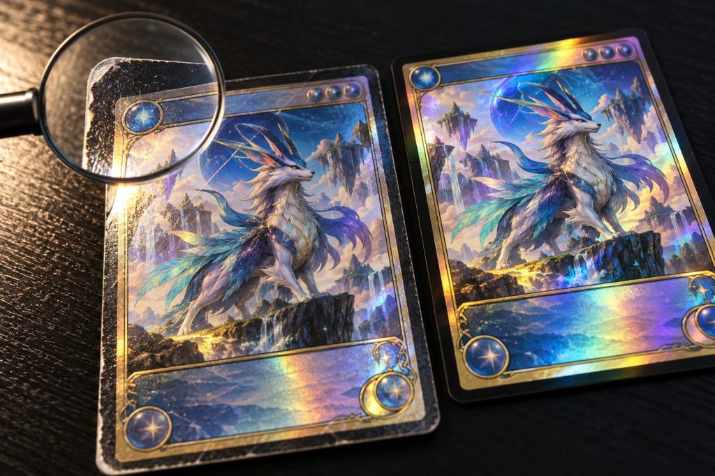 Vérifier l'état des coins et de la surface d'une carte Pokémon avant d'estimer son prix