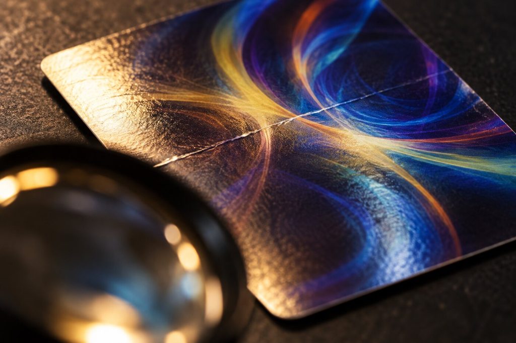 Carte éclairée en lumière rasante qui fait ressortir une fine ligne de pli